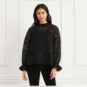Hill House Millie Top in Black Lace in Size Small